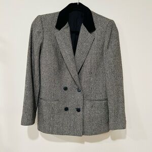 David Brooks Wool Blazer Velvet Collar Double Breasted 6P